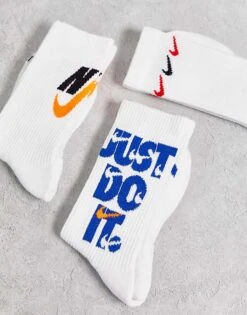 Nike Training Everyday Cushioned Socks 3 Pack In White For Men -Nike Sales Store 201541147 4