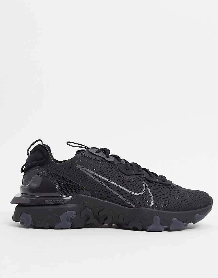 Nike React Vision Trainers In Triple Black For Men 3 Nike React Vision Trainers In Triple Black For Men