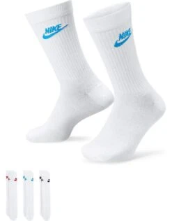 Nike Everyday Essential 3 Pack Socks In White With Coloured Logo For Men -Nike Sales Store 202302388 1 white 1