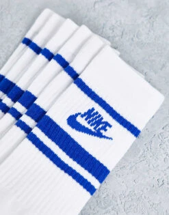 Nike Everyday Essential 3 Pack Socks In White/blue For Men -Nike Sales Store 202303900 4