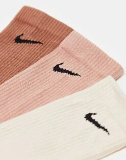 Nike Training Everyday Plus Cushioned 3 Pack Socks In Natural For Unisex Brown -Nike Sales Store 202355473 4