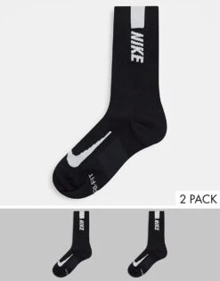 Nike Running 2 Pack Crew Socks In Black For Unisex