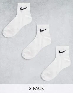Nike Training Everyday Lightweight 3 Pack Ankle Socks In White For Unisex