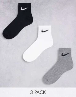 Nike Training Everyday Lightweight 3 Pack Ankle Socks In Multi For Unisex