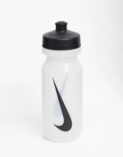 Nike Training Big Mouth 2.0 625ml Water Bottle In Clear With Black Swoosh For Unisex White