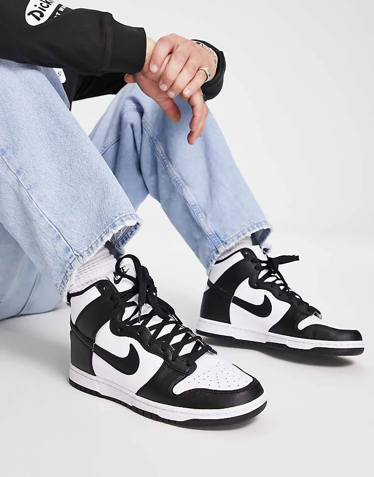Nike Dunk Hi Retro Trainers In Black And White For Men White/black 3 Nike Dunk Hi Retro Trainers In Black And White For Men White/black