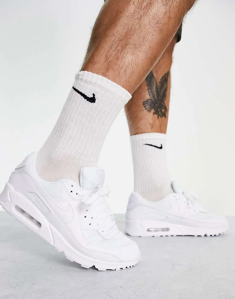 Nike Air Max 90 Recraft Trainers In Triple White For Men 3 Nike Air Max 90 Recraft Trainers In Triple White For Men