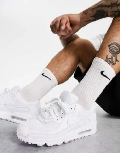 Nike Air Max 90 Recraft Trainers In Triple White For Men 8 Nike Air Max 90 Recraft Trainers In Triple White For Men -Nike Sales Store 203496064 2