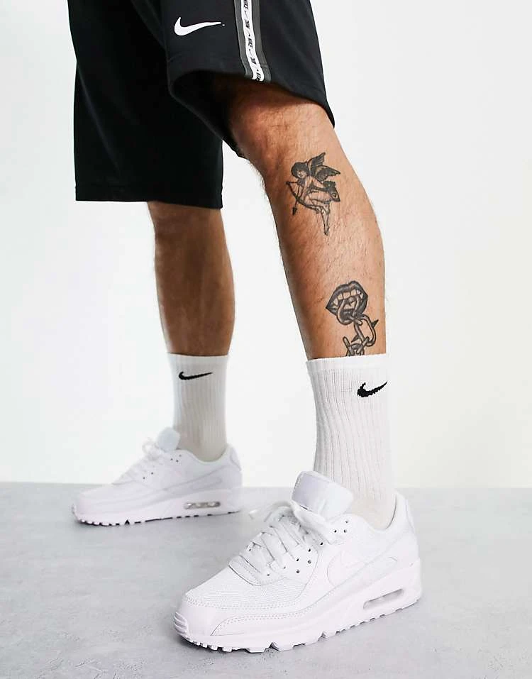 Nike Air Max 90 Recraft Trainers In Triple White For Men 6 Nike Air Max 90 Recraft Trainers In Triple White For Men - Image 4