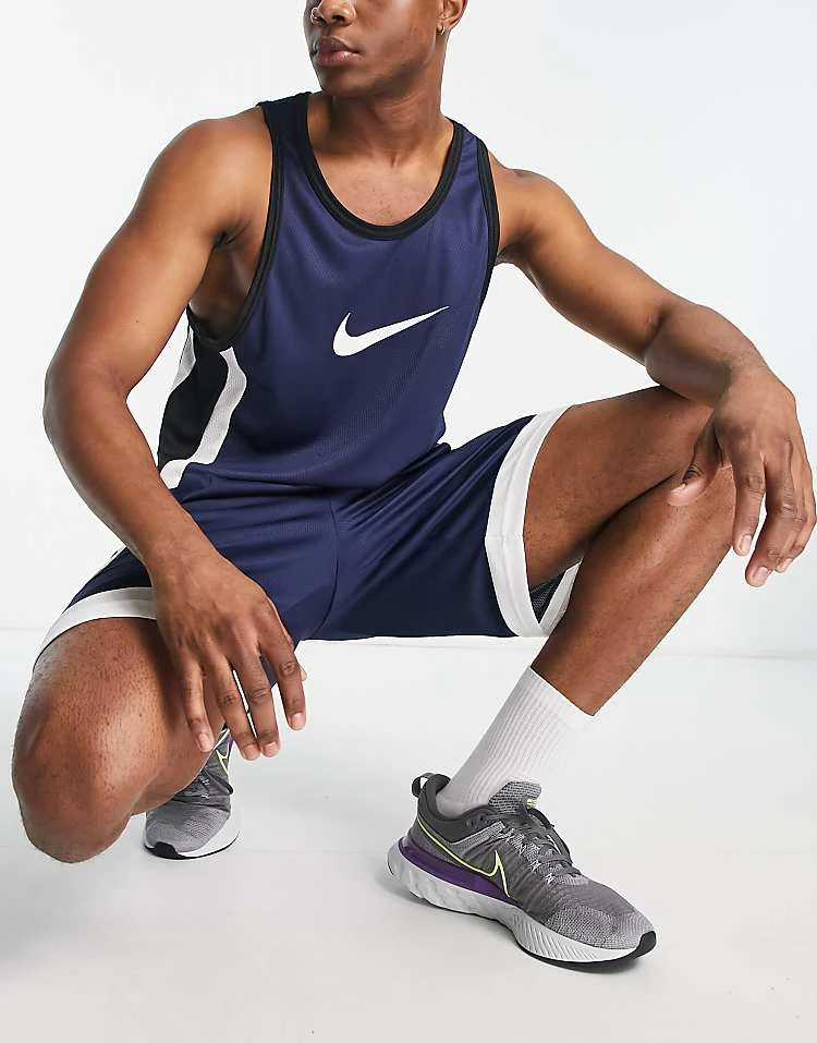 Nike Basketball Icon Swoosh Logo Tank In Blue For Men Navy 7 Nike Basketball Icon Swoosh Logo Tank In Blue For Men Navy - Image 5
