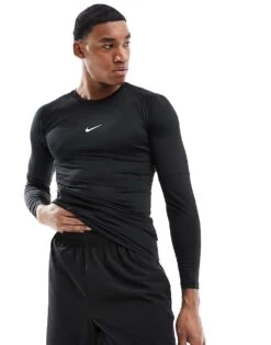 Nike Training Nike Pro Training Muscle Fit Long Sleeve T-shirt In Black For Men