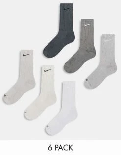 Nike Training Everyday Cushioned Plus 6 Pack Trainer Socks In Grey For Men -Nike Sales Store 204577304 1 grey 1