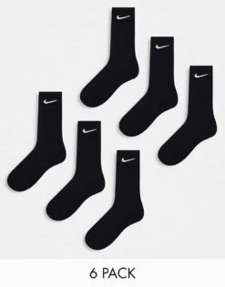 Nike Training Everyday Cushioned Plus 6 Pack Crew Socks In Black For Men