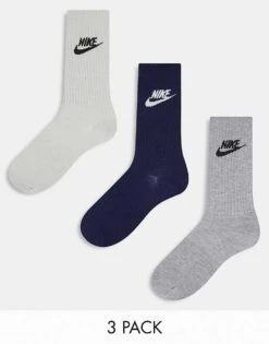 Nike Everyday Essential 3 Pack Crew Socks In Multi For Unisex