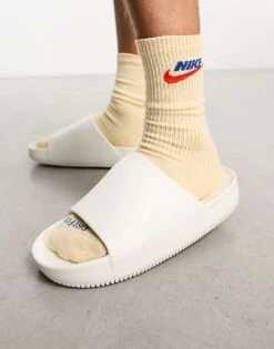 Nike Calm Sliders In White For Men Ivory -Nike Sales Store 204590903 2