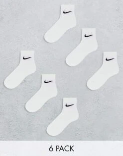Nike Training Everyday Cushioned 6 Pack Ankle Socks In White For Unisex