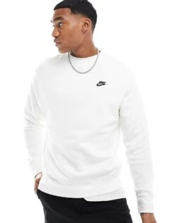 Nike Club Crew Sweatshirt In White For Men -Nike Sales Store 204629873 1 white 1