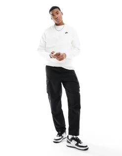 Nike Club Crew Sweatshirt In White For Men -Nike Sales Store 204629873 3