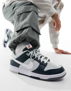 Nike Dunk Low Retro Trainers In Grey And Deep Green For Men -Nike Sales Store 204898344 1 grey 1
