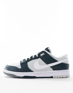 Nike Dunk Low Retro Trainers In Grey And Deep Green For Men -Nike Sales Store 204898344 2