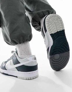 Nike Dunk Low Retro Trainers In Grey And Deep Green For Men -Nike Sales Store 204898344 3