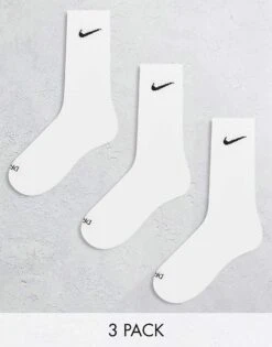 Nike Training Everyday Cushioned Plus 3 Pack Crew Socks In White For Unisex -Nike Sales Store 204899284 1 white 1