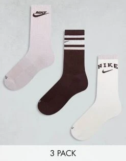 Nike Training Nike Everyday Plus Cushioned 3 Pack Crew Socks In Burgundy For Men