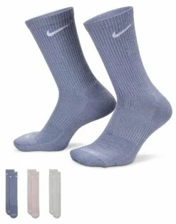 Nike Training Everyday Cushioned Plus 3 Pack Crew Socks In Multi For Men