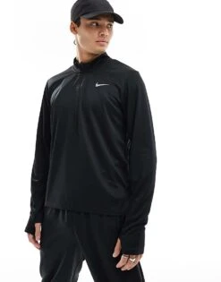 Nike Running Pacer Dri-FIT Half Zip Longsleeve Top In Black For Men -Nike Sales Store 205300342 1 black 1