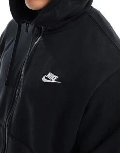 Nike Club Zip Through Hoodie In Black For Men -Nike Sales Store 205384175 3