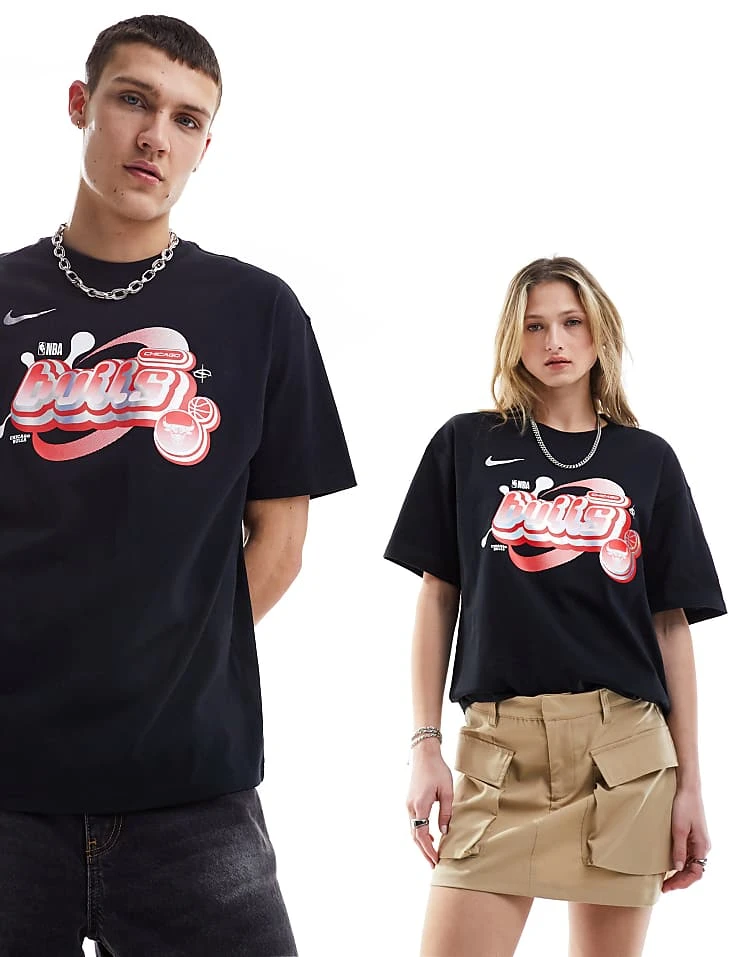 Nike Basketball NBA Unisex Chicago Bulls Graphic T-shirt In Black For Unisex 3 Nike Basketball NBA Unisex Chicago Bulls Graphic T-shirt In Black For Unisex