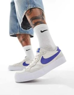 Nike SB Zoom Pogo Plus Trainers In White And Navy For Unisex