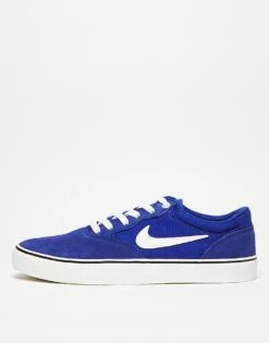Nike SB Chron 2 Canvas Trainers In Blue And White For Unisex Mid Blue