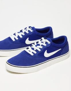 Nike SB Chron 2 Canvas Trainers In Blue And White For Unisex Mid Blue -Nike Sales Store 205606302 3