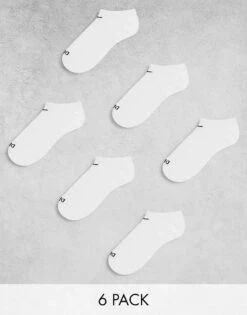 Nike Training Everyday Cushioned Plus 6 Pack Trainer Socks In White For Men
