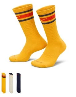 Nike Training Retro Log Everyday Plus 3 Pack Logo Socks In Yellow, White And Navy For Men Multi -Nike Sales Store 205607710 1 multi 1