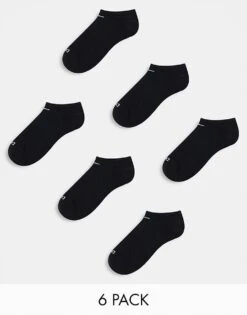 Nike Training Everyday Cushioned Plus 6 Pack Trainer Socks In Black For Men
