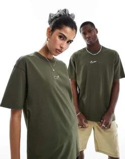 Nike Oversized Centre Swoosh T-shirt In Dark Green For Unisex -Nike Sales Store 205608228 1 green 1