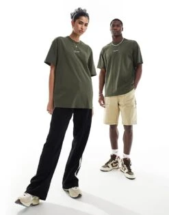 Nike Oversized Centre Swoosh T-shirt In Dark Green For Unisex -Nike Sales Store 205608228 3