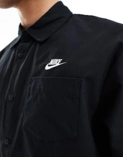 Nike Club Woven Short Sleeve Shirt In Black For Men -Nike Sales Store 205608506 4