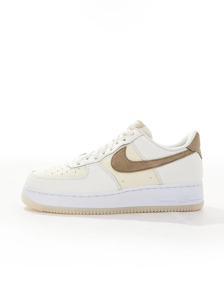 Nike Air Force 1 '07 Men's Trainers In Ivory And Grey For Unisex Cream 4 Nike Air Force 1 '07 Men's Trainers In Ivory And Grey For Unisex Cream - Image 2