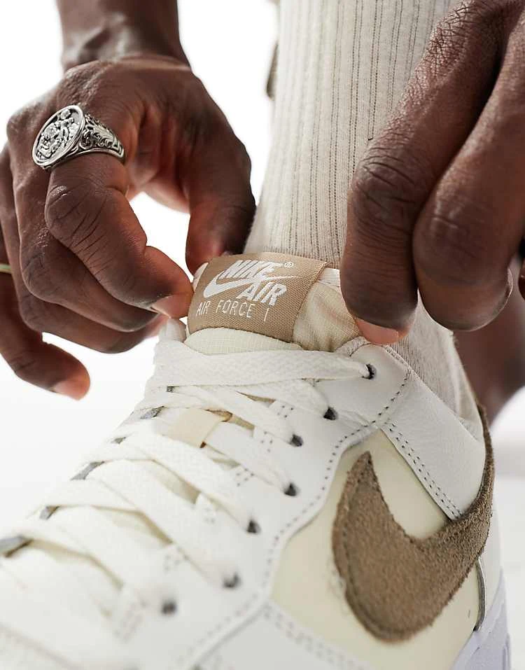 Nike Air Force 1 '07 Men's Trainers In Ivory And Grey For Unisex Cream 6 Nike Air Force 1 '07 Men's Trainers In Ivory And Grey For Unisex Cream - Image 4