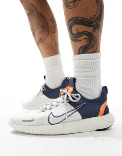 Nike Running Free Run Flyknit NN Trainers In Grey And Orange For Men -Nike Sales Store 205616742 5