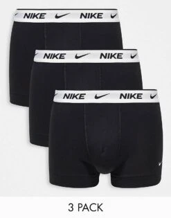 Nike Cotton Stretch 3 Pack Trunks In Black With White Waistband For Men -Nike Sales Store 205758902 1 black 1