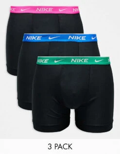 Nike Everyday Cotton Stretch Briefs 3 Pack In Black Contrast Waistband For Men