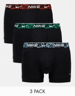 Nike Everyday Cotton Stretch Trunks 3 Pack In Black With Graffiti Wasitband For Men -Nike Sales Store 205817019 1 black 1