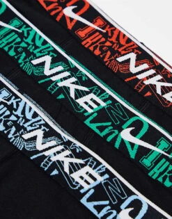 Nike Everyday Cotton Stretch Trunks 3 Pack In Black With Graffiti Wasitband For Men -Nike Sales Store 205817019 4