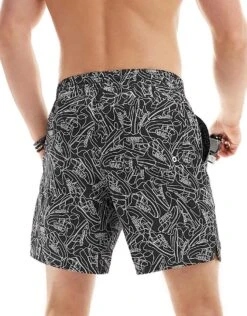 Nike Swimming Sneakers 7 Inch Volley Swim Shorts In Black All Over Print For Men -Nike Sales Store 205900676 4