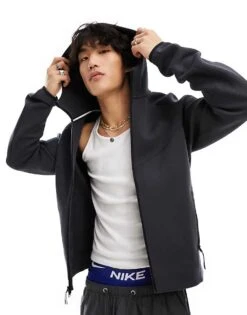 Nike Tech Fleece Full Zip Hoodie In Dark Grey For Men