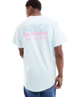 Nike Graphic Back Print T-shirt In Light Blue For Men -Nike Sales Store 205987975 1 blue 1